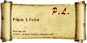 Pápa Lívia névjegykártya